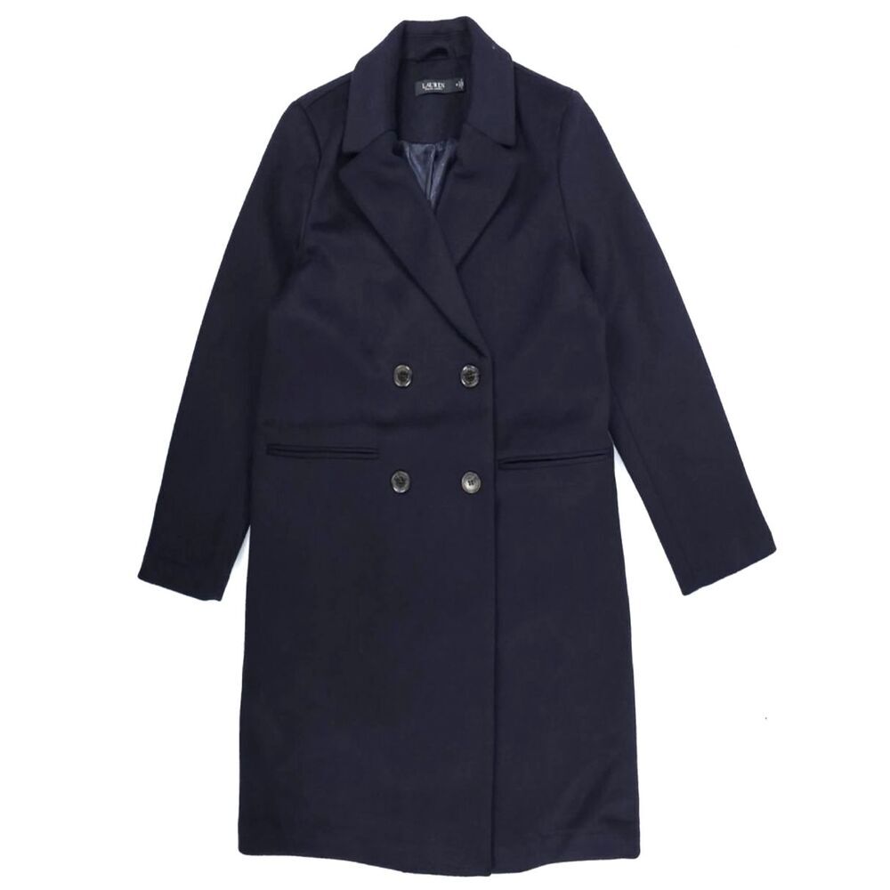 New Ralph Lauren Wool Double Breasted Coat Navy Old Money Quiet Luxury Preppy 10